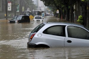 car submerged in a flood