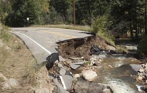 Highway destroyed by flood